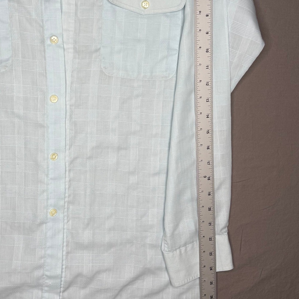 VTG Christian Dior Monsieur Powder Blue Long Sleeve Button Epaulets M Vintage - Picture 9 of 9